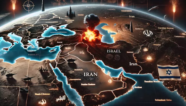 Ilustrasaun kona-ba tensaun jeopolítika sira entre Israel no Iraun, ne'ebé prevee iha profesia Bíblika sira kona-ba Funu Mundiál III.